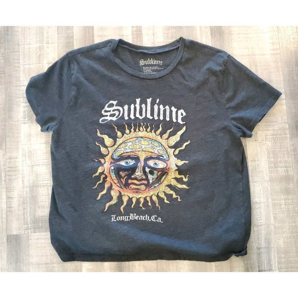 SUBLIME BAND T-SHIRT ADULT SIZE XL GRAY GRAPHIC TEE LONG BEACH SUN